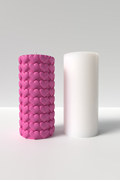 Cageartstudio Kalpli Silindir Mum Silikon Kalıp -  Sevgililer Gününe Özel Mum Silikon Kalıp  12.3 x 5.7 cm