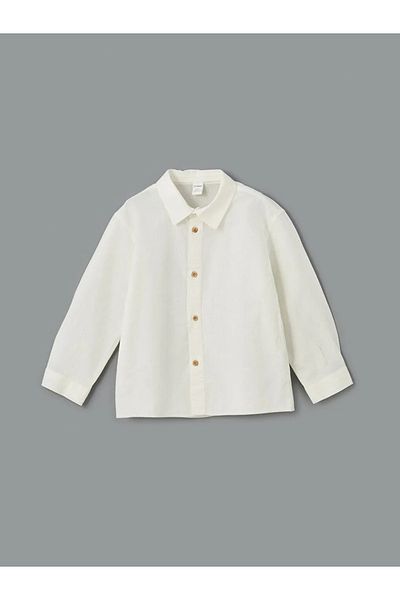 LC Waikiki Lcw Kids Ecru Basic Long Sleeve Boy's Shirt