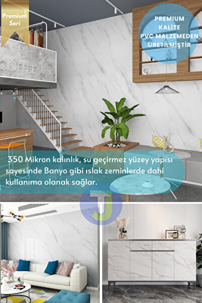 Technojet Преміум мармуровий візерунковий клейкий підлоговий покриття - для кухні, шаф і столів 60 см х 500 см