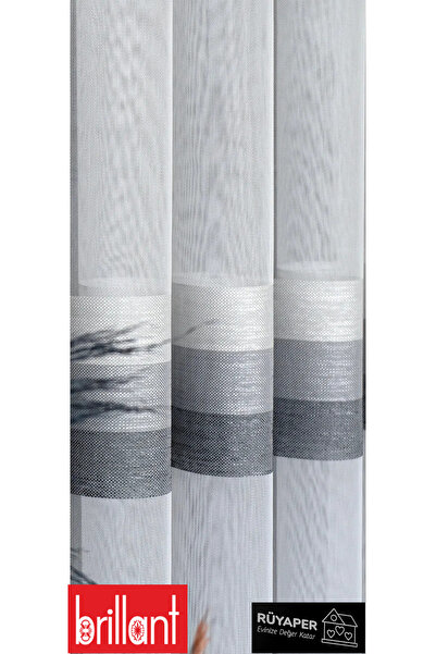 Brillant New Season Cream Gray Anthracite Stripe Detail Does Not Want Ironing Frequently Pleated Heavy Gramaged Luxury Tulle Curtain