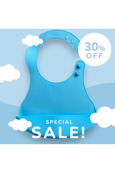 HOLLYHOME Blue Silicone Baby Bib - Pocket Food