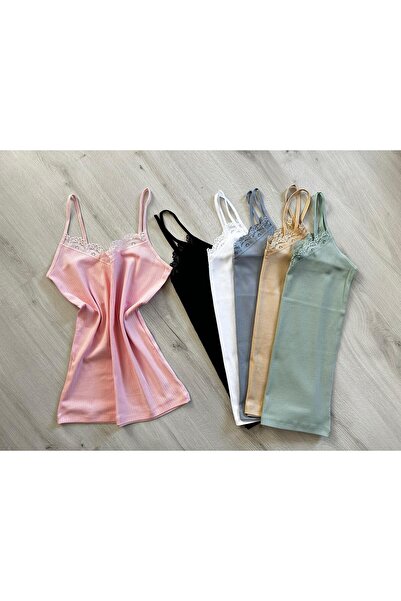 ParisTrend Pamuklu Fitilli Dantelli  6'lı Atlet Seti