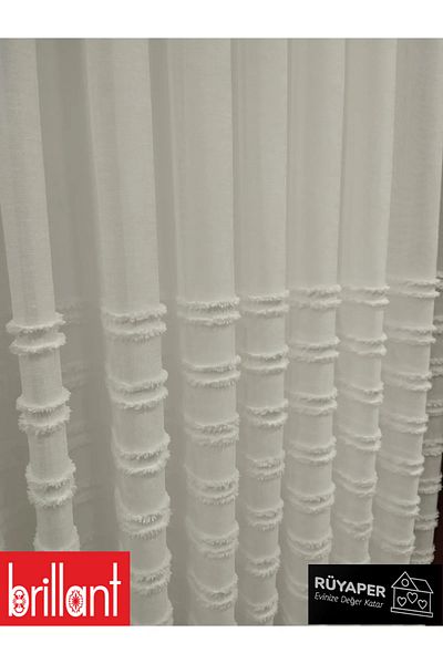 Brillant New Season Does Not Want Iron on Linen Floor Stripe Tassel Luxury Tulle Curtain with Close Pleat Heavy Gramage