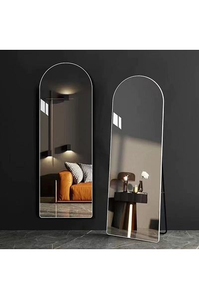 ABAREEK 146x36cm Arched Floor Mirror with Silver Aluminum Frame