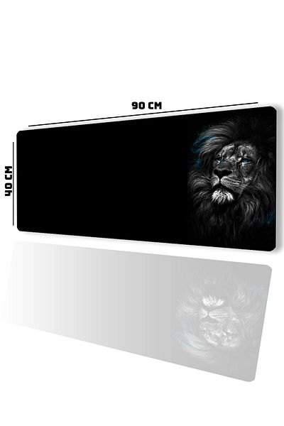 SonicTouch UltraGrand الأزرق العينين الأسد سلس Xxl ألعاب لاعب سطح المكتب أسود أبيض لوحة المفاتيح ماوس الوسادة 40x90 سنتيمتر