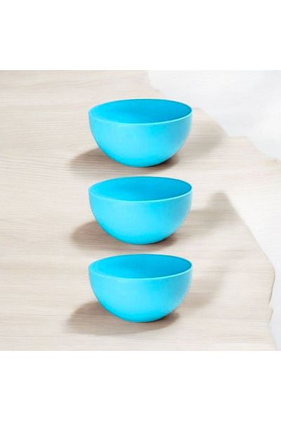 HOLLYHOME Blue Plastic Picnic Bowl - Cookie, Soup, Yogurt 200 ml 9x5cm Set of 3