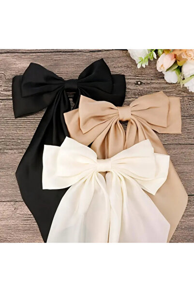 Miniko Butik مجموعة من 3 أبازيم كبيرة من الساتان