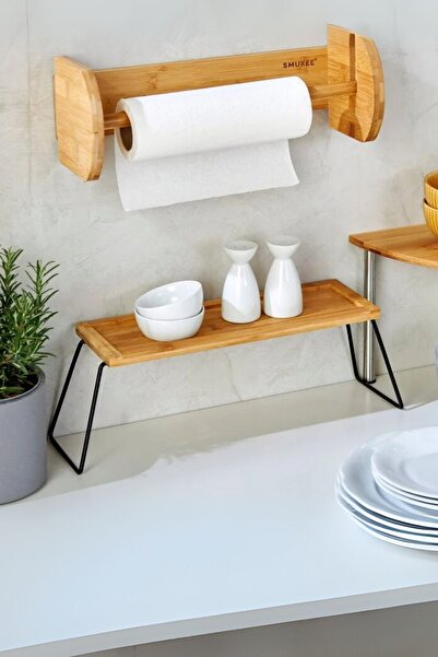 Meturas Decorative Bamboo and Metal Leg Storage Organizing Rack Organizer - 3...