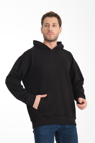 Erkek Siyah Sweatshirt Oversize