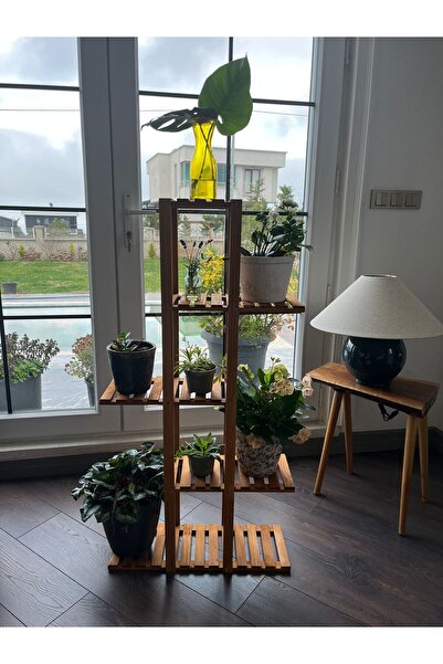 MarangozDede MARANGOZ DEDE 115 CM BOYUNDA 5 RAFLI ÇİÇEKLİK SAKSILIK DEKORATİF RAF