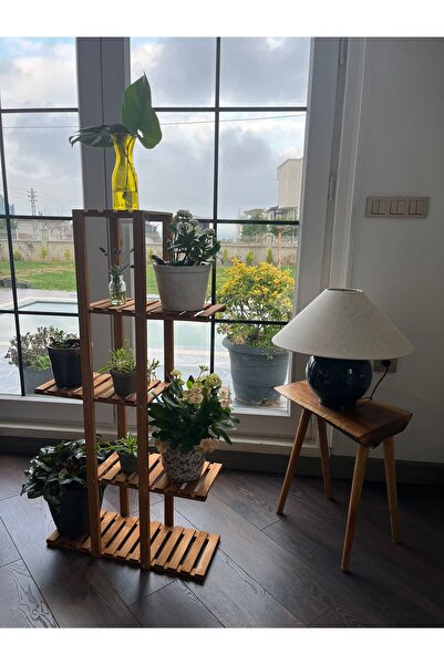 MarangozDede MARANGOZ DEDE 115 CM BOYUNDA 5 RAFLI ÇİÇEKLİK SAKSILIK DEKORATİF RAF