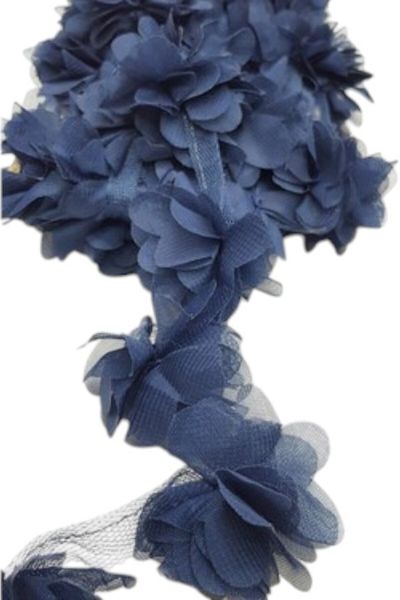 Armada 36 τμχ Laser Cut Tulle Flower Light Navy Blue - Σύνολο 3 μέτρα