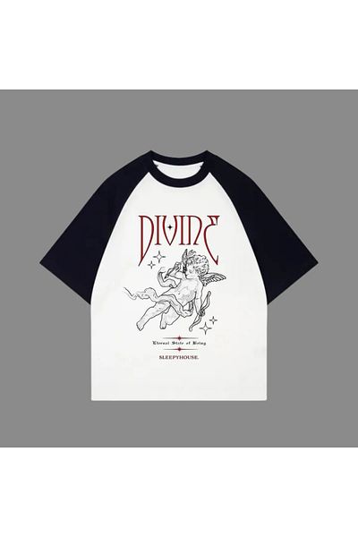 Gofeel Λευκό Unisex Μαύρο T-Shirt Raglan Divinc Valentine's