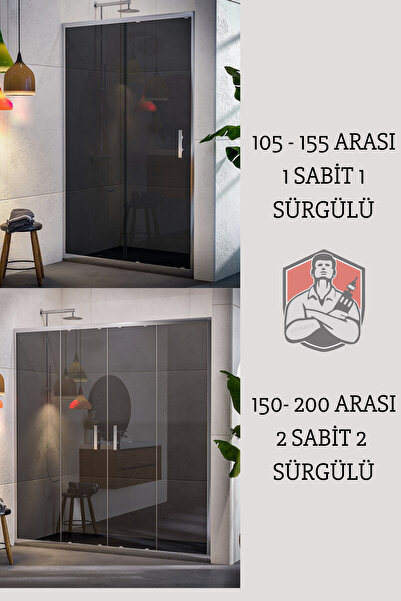 Qorex Marka- 6 Mm Füme Temper Cam Duşakabin H:190 Özel Seri Krom Aksesuar ( İ...