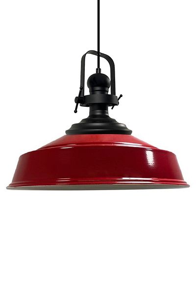 Bamyum Asletl Industrial Vintage Hängelampe 40 cm, Rot Metall Pendelleuchte