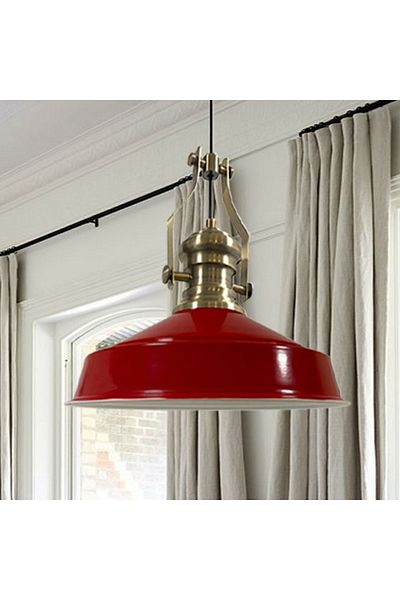 Bamyum Neo-Asletl Industrial Vintage Hängelampe  40 cm, Rot Metall Pendelleuchte