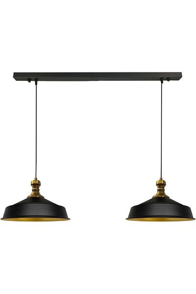 Bamyum Asletl-Knob Industrial Vintage Hängelampe  40 cm, Schwarz Metall Pendelleuchte 2 Flammige