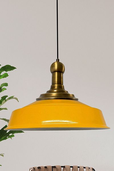 Bamyum Asletl-LongKnob Industrial Vintage Hängelampe  40 cm, Gelb Metall Pendelleuchte