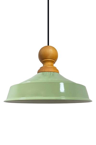 Bamyum Asletl-Holz Industrial Vintage Hängelampe  40 cm, Minz Grün Metall Pendelleuchte