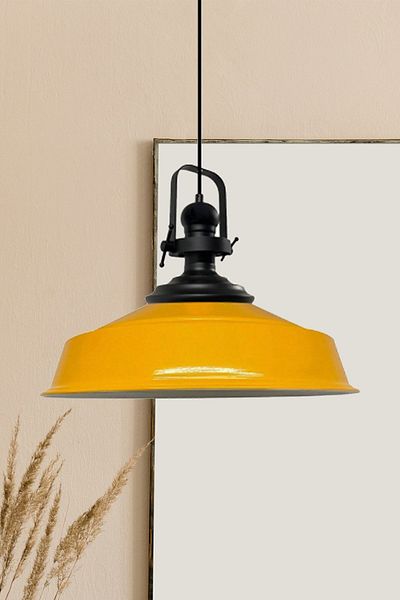 Bamyum Asletl Industrial Vintage Hängelampe  40 cm, Gelb Metall Pendelleuchte