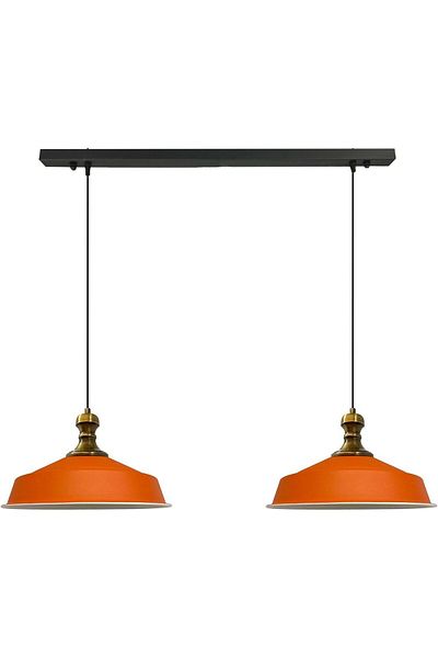 Bamyum Asletl-Knob Industrial Vintage Hängelampe  40 cm, Orange Metall Pendelleuchte 2 Flammige