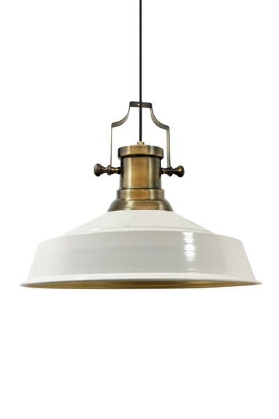 Bamyum Asletl Industrial Vintage Hängelampe  40 cm, Weiß Metall Pendelleuchte