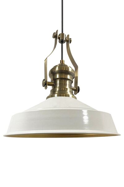 Bamyum Neo-Asletl Industrial Vintage Hängelampe 40 cm, Weiß Metall Pendelleuchte