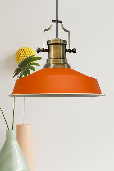 Bamyum Asletl Industrial Vintage Hängelampe 40 cm, Orange Metall Pendelleuchte