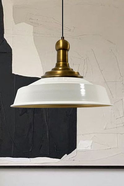 Bamyum Asletl-LongKnob Industrial Vintage Hängelampe  40 cm, Weiß Metall Pendelleuchte