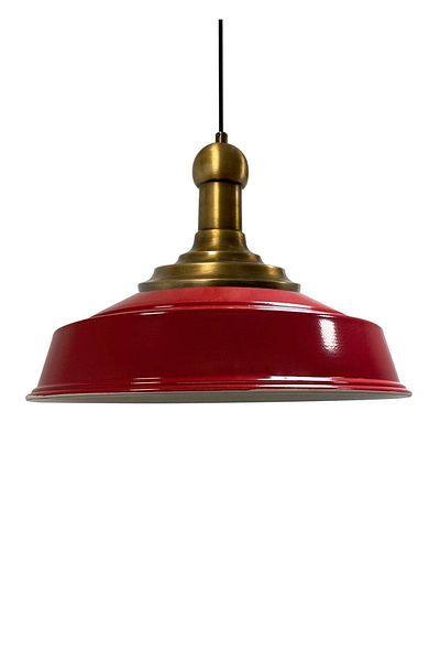 Bamyum Asletl-LongKnob Industrial Vintage Hängelampe  40 cm, Rot Metall Pendelleuchte