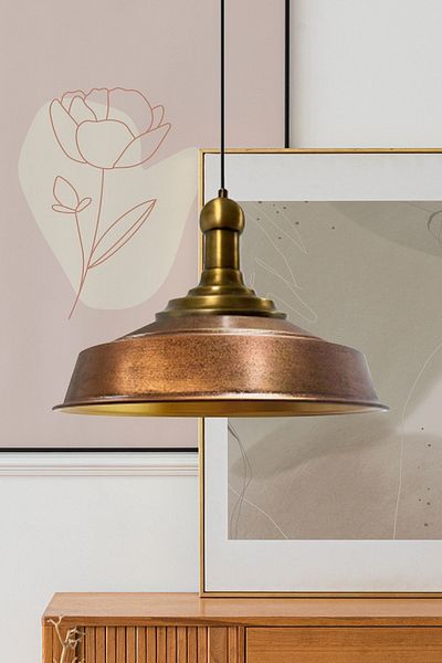 Bamyum Asletl-LongKnob Industrial Vintage Hängelampe  40 cm, Kupferfarbe Metall Pendelleuchte