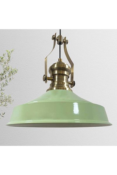 Bamyum Neo-Asletl Industrial Vintage Hängelampe 40 cm, Minz Grün Metall Pendelleuchte