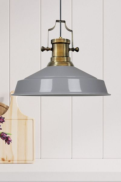 Bamyum Asletl Industrial Vintage Hängelampe  40 cm, Grau Metall Pendelleuchte