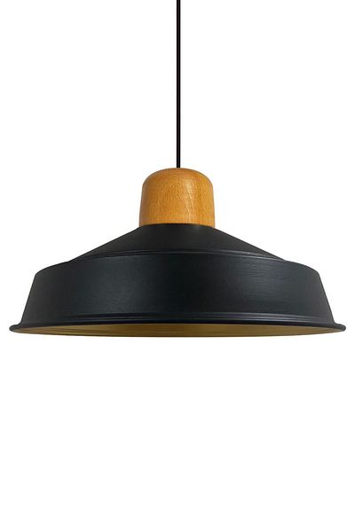 Bamyum Asletl-Holz Industrial Vintage Hängelampe  40 cm, Schwarz Metall Pendelleuchte