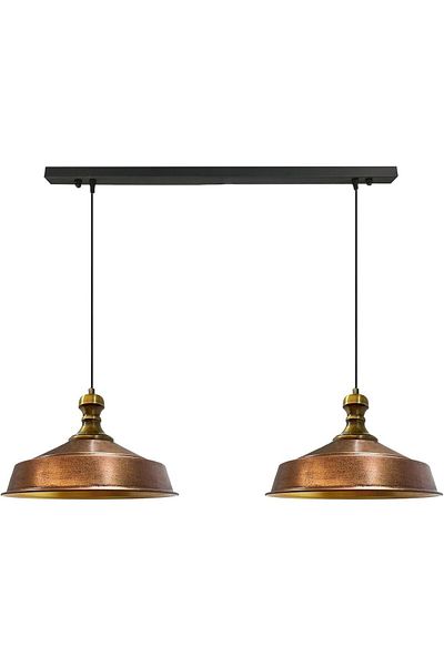 Bamyum Asletl-Knob Industrial Vintage Hängelampe  40 cm, Kupferfarbe Metall Pendelleuchte 2 Flammige