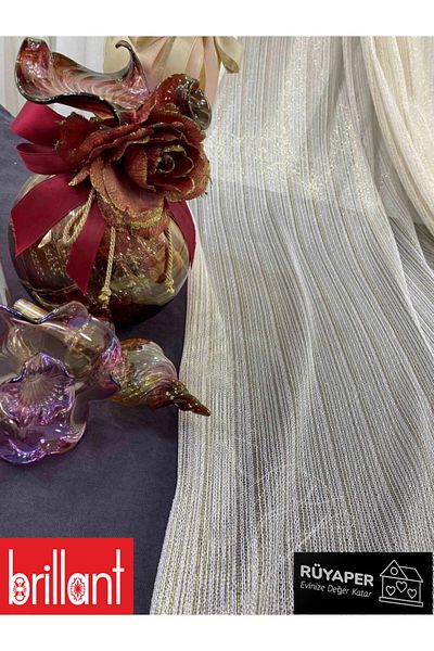 Brillant New Season Gold Glitter Don'T Want Ironing Frequently Pleated Heavy Gramaged Luxury Diamond Tulle Curtain