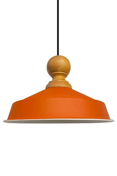 Bamyum Asletl-Holz Industrial Vintage Hängelampe  40 cm, Orange Metall Pendelleuchte