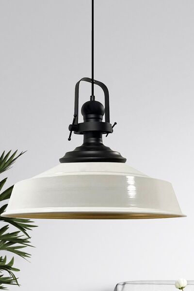 Bamyum Asletl Industrial Vintage Hängelampe  40 cm, Weiß Metall Pendelleuchte