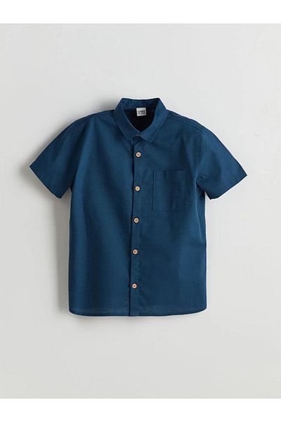 LC Waikiki Lcw Kids Indigo Linen Blended Boy's Shirt