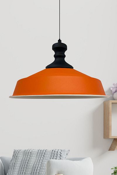 Bamyum Asletl-Knob Industrial Vintage Hängelampe  40 cm, Orange Metall Pendelleuchte