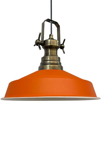 Bamyum Neo-Asletl Industrial Vintage Hängelampe 40 cm, Orange Metall Pendelleuchte