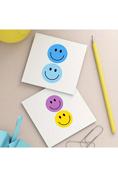 hdcw 500 ADET 2.5cm RULO YAPIŞKANLI ÇOK RENKLİ EMOJİ STICKER ETİKET HEDİYE PAKETLEME
