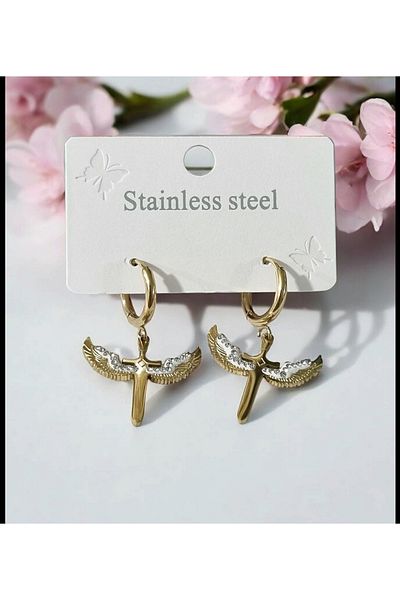 shop LUXURY STEEL EARRINGS WITH ZIRCON STONES 316L