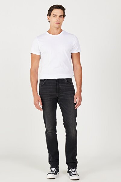 WRANGLER Texas Slim Fit Dar Kesim Normal Bel Antrasit Esnek Jean Kot Pantolon