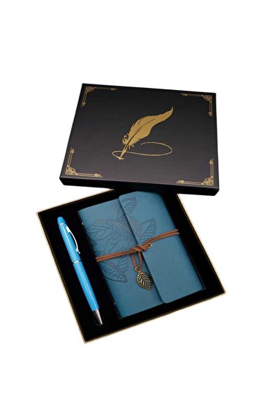 EXENET Vintage Nostaljik Eskitme Deri Kapaklı Retro Defter & Özel Tükenmez Ka...