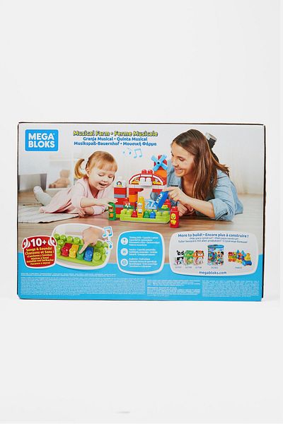 FISHER PRICE Mega Bloks Musical Farm Preschool Building Toy, Blue Combo
