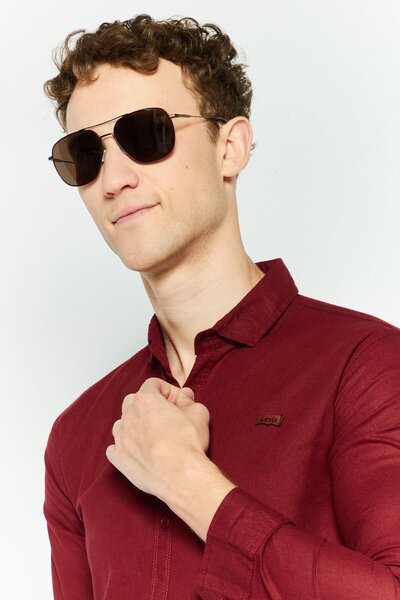 BOSS Pánské sluneční brýle Aviator BOSS1557, hnědé