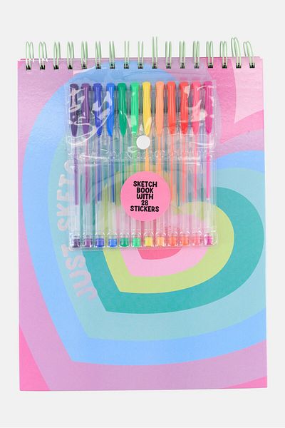 Votum Sketchbook With 12 Pens, Pink Combo