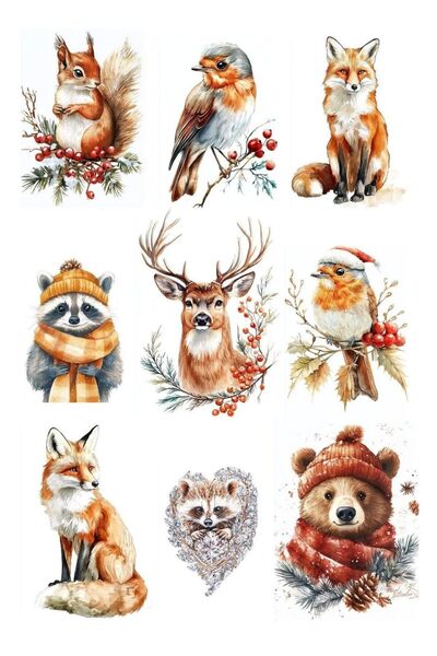 SF SCRAPBOOK KIRTASİYE مجموعة ملصقات شفافة مزخرفة على شكل حيوانات - ملصق مخصص...