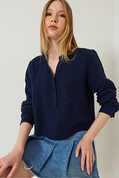 Bianco Lucci Premium-Musselin-Hemdbluse mit Richterkragen für Damen 1001 60271022